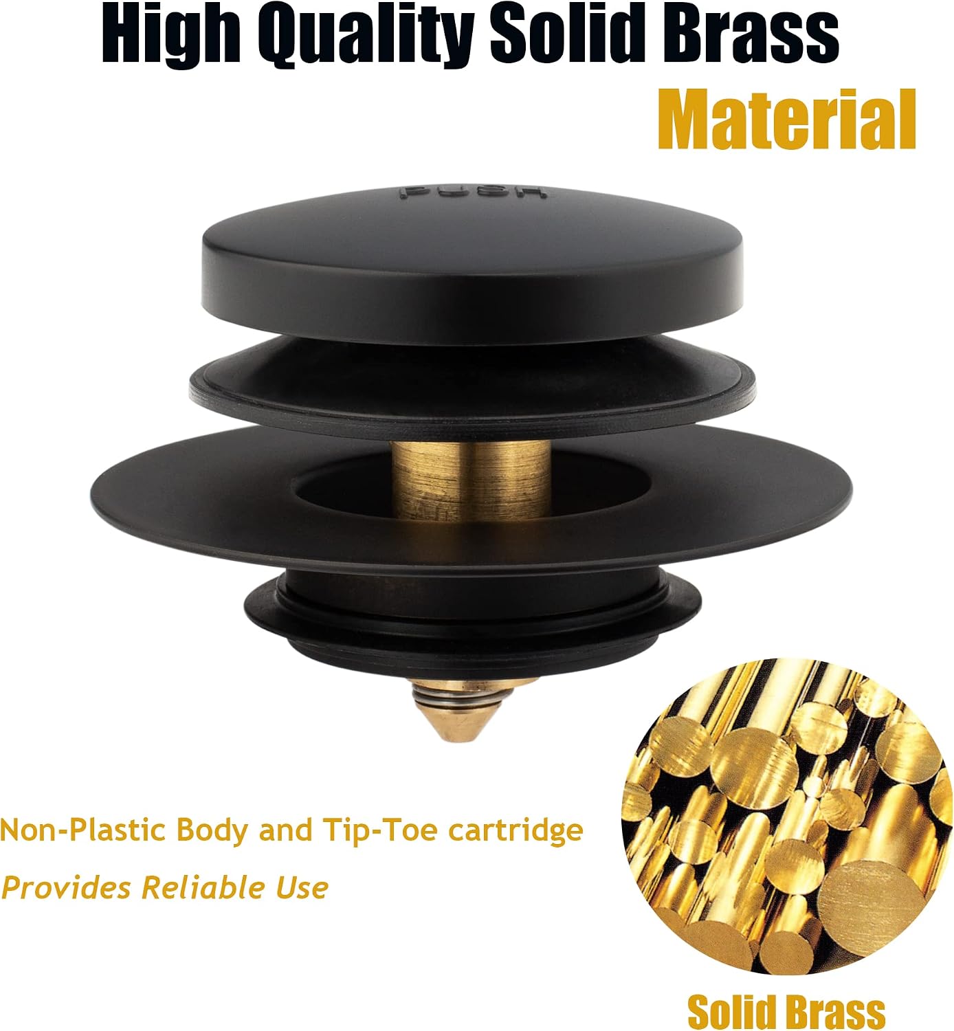 Artiwell Universal Tip Toe Bath Drain Stopper and Cover, Bathtub Drain Stopper, Replaces Lift and Turn, Tip-Toe and Trip Lever drains for Tub, EZ Installation and Clearing (MATT Black) image 5