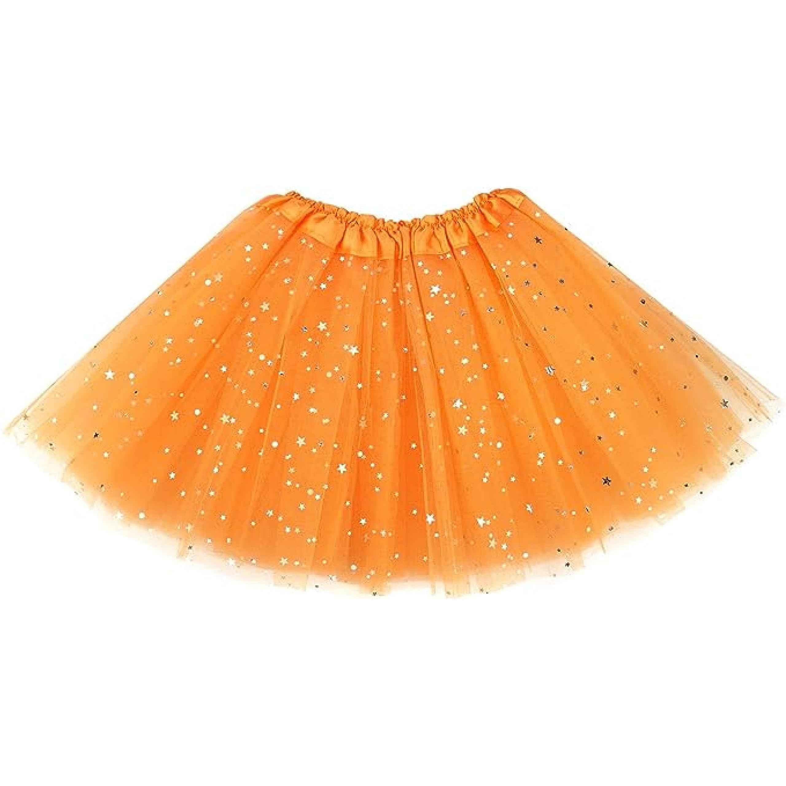Lizzy Girls Glitter - Orange Kids 3-Layered Tutu Skirt For – Fancy Dress, Ballet, Dance, Halloween Costume | Soft Tulle Fabric With Elastic Waistband (Uk, Age, 9 Years, 10 Years, Regular, )