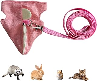 Kaninchen Leine Und Geschirr Set,Einstellbares Geschirr mit Leine für Kleintiere - Tägliche Spaziergänge Outdoor Abenteuer Feste Fotos für Frettchen Chinchilla Kitten product image