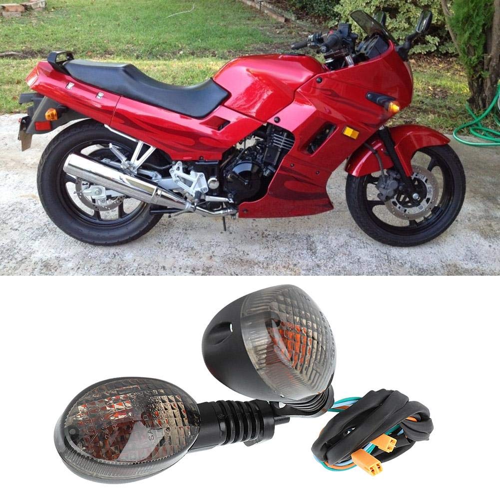 Intermitentes Moto, Qiilu Lámpara de luz de señal de giro 2PCS apta para modificación de motocicleta Kawasaki Para Ninja 250(Negro)