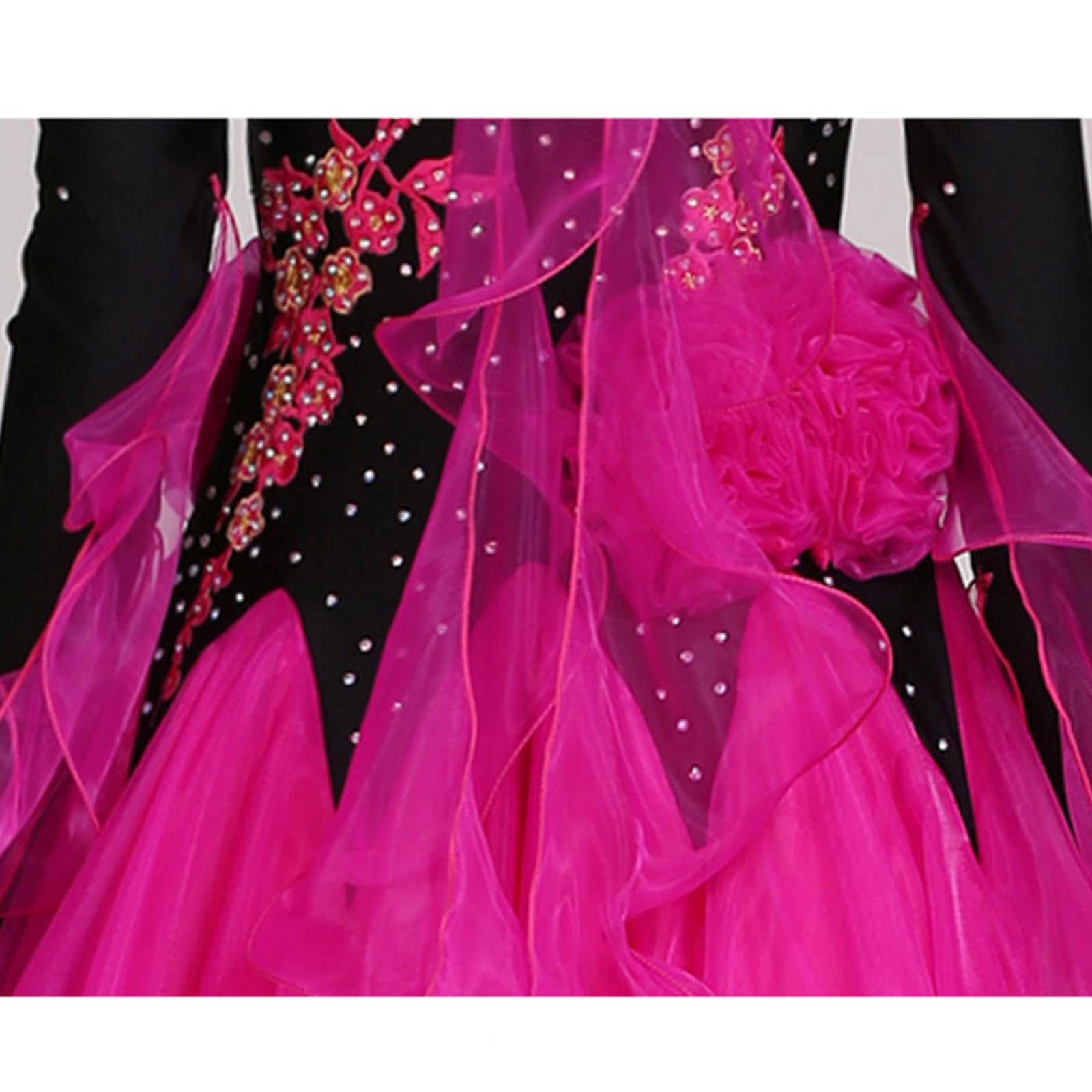 Damen Ballsaal Tanzkleid Moderner Walzer Tango Tanzkleidung Langarm Wettbewerb Performance Tanzkleid