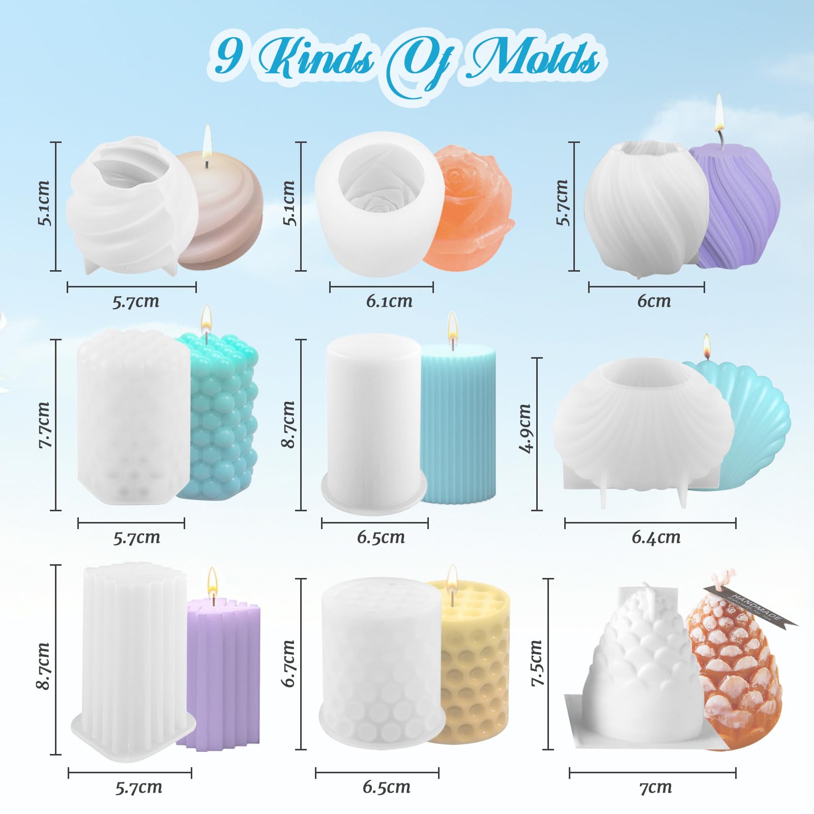 UCAMP Stampi per Candele in Silicone,Stampi per Candele 3D Bubble Cubo,Stampi per Candele Fai Da Te,silicone 3D fai da te,Atampi per Candele da Versare Come Decorazioni per la Casa