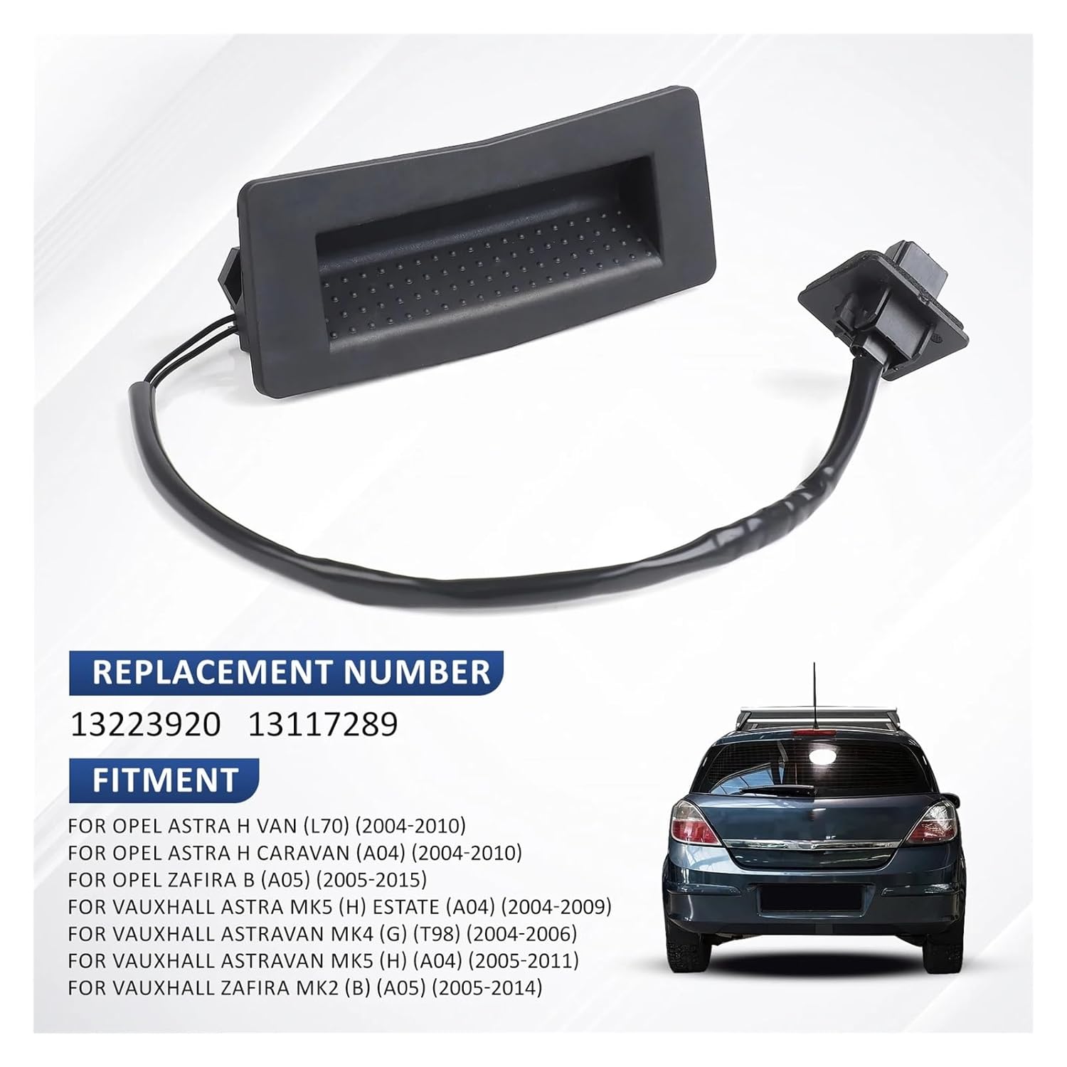 6240325 13223919 6240398 Black ABS Tailgate Switch Opening Button Car Accessories Compatible with Opel Astra H GTC L08