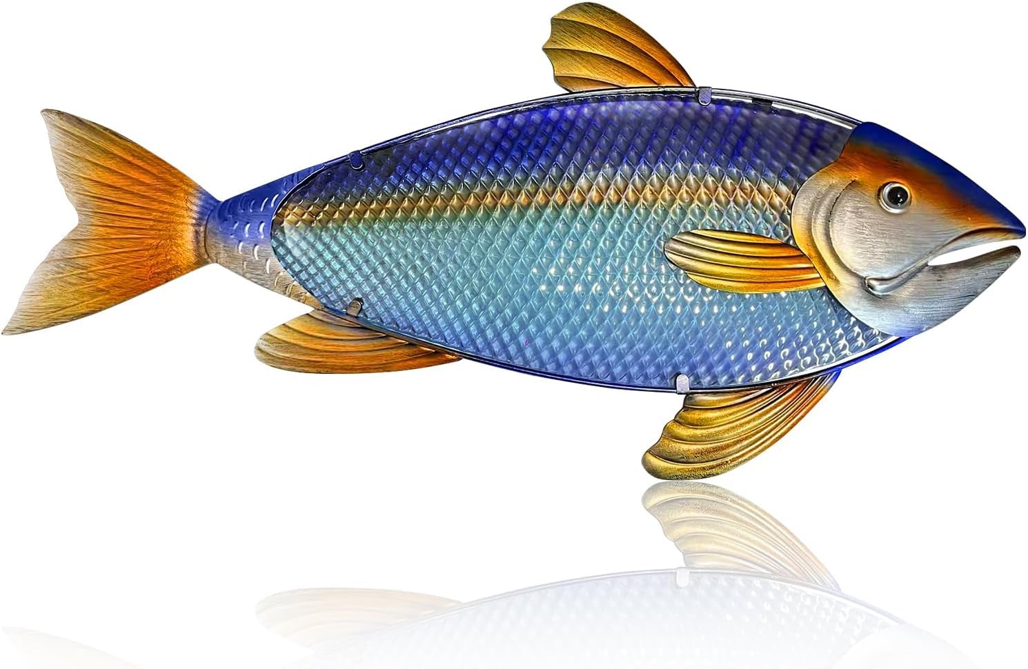 LIFFY Large Metal Fish Wall Art, 32 Inch Fish Wall Decor Beach Coastal Nautical Decor Wall Hanging, Ocean Theme Outdoor Decor for Pool Beach Garden Yard Patio