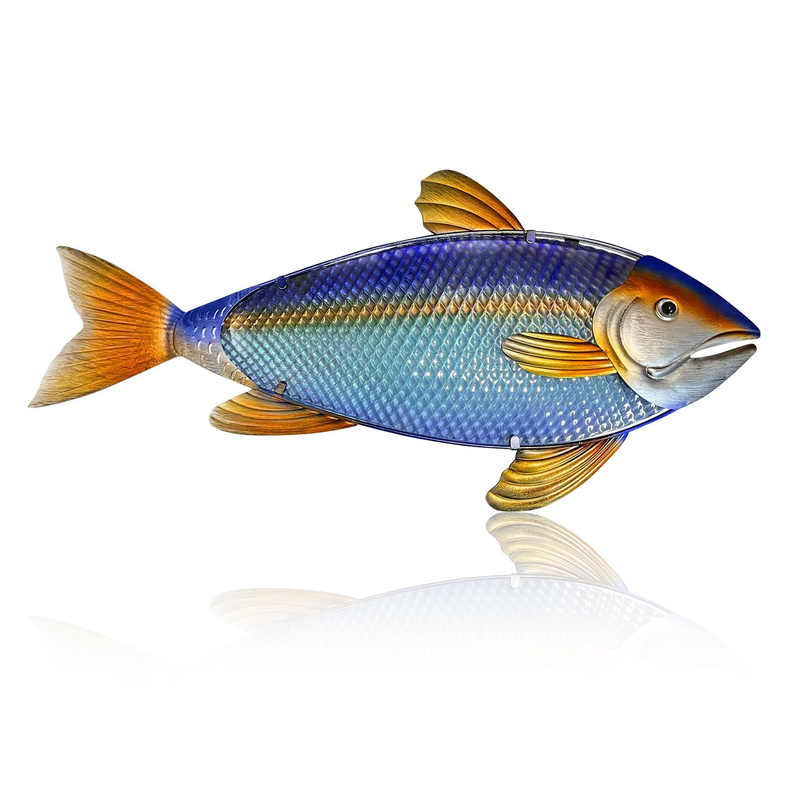 LIFFY Metal Fish Wall Decor,32“ Large Metal & Glass Tuna Artworks Home Decorative Ornaments,Indoor Outdoor Ocean Coastal Wall Hanging Decorations for