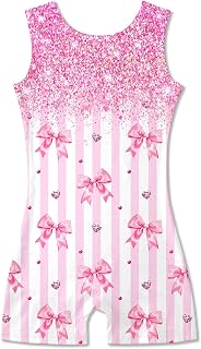 Funnycokid Gymnastics Leotards for Girls with Shorts Dance Unitard 3-10Y