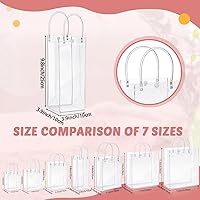 Vista 4 de LEIFIDE 50 bolsas de regalo de plástico transparente con asas, de PVC, reutilizables, transparentes, bolsas para dulces, escuela, fiesta