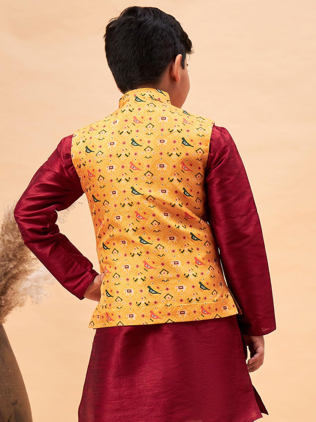 JBN Creation Boys' Yellow Nehru Jacket 2