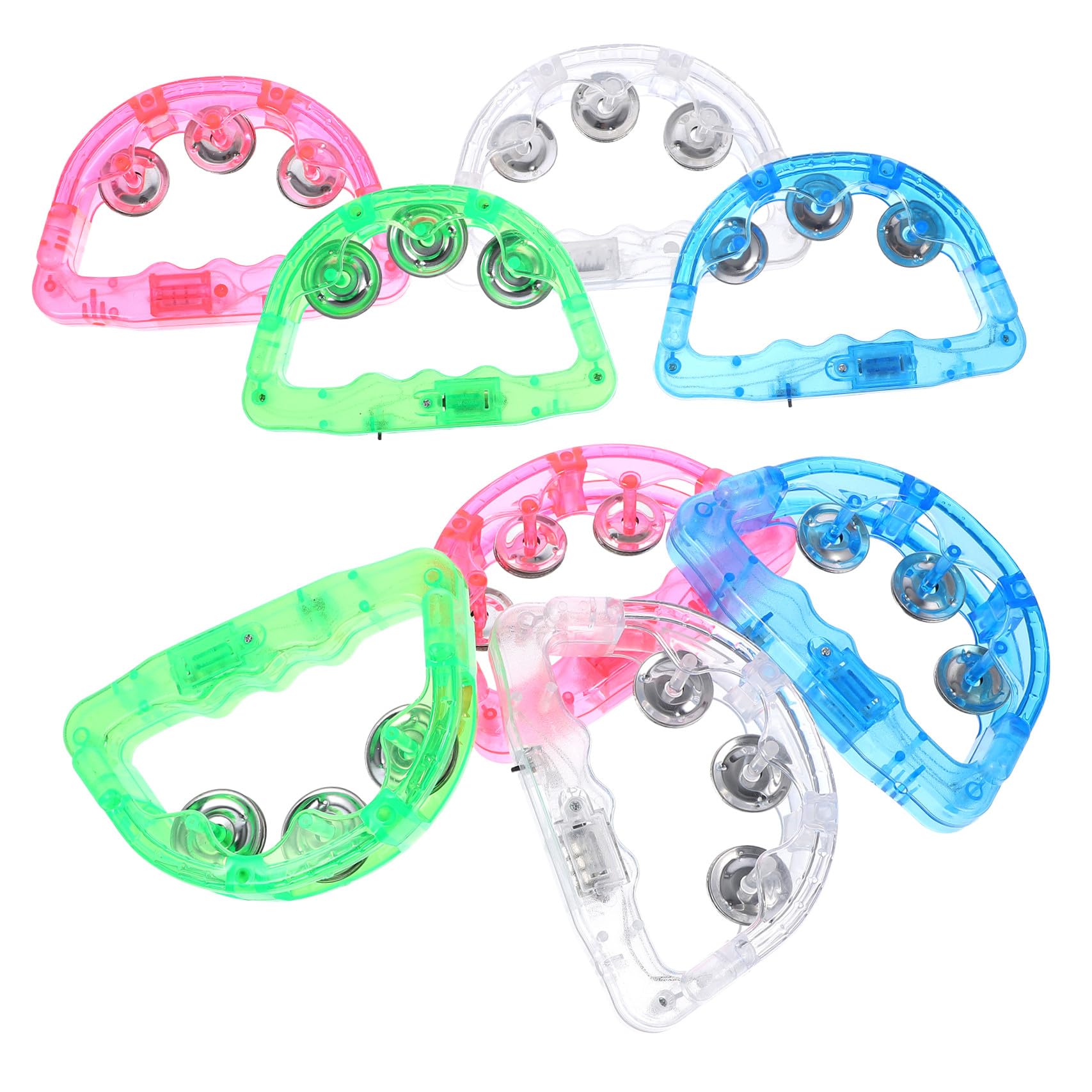 8piezas Sonajero Luminoso Pandereta LED Juguete Fiesta Accesorio Campana Luminosa Luz Intermitente Escenario Fiesta Color Aleatorio