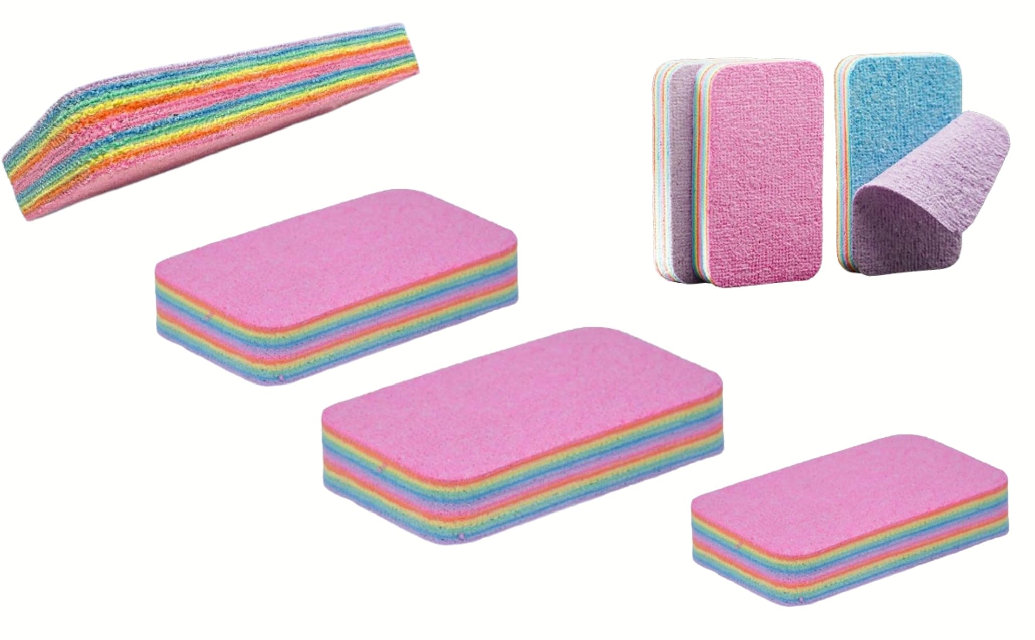 Lot de 4 Éponges Réutilisables en Microfibres, 12 Couches Détachables, Anti-Rayures et Lavables en Machine pour un Nettoyage Sans Trace