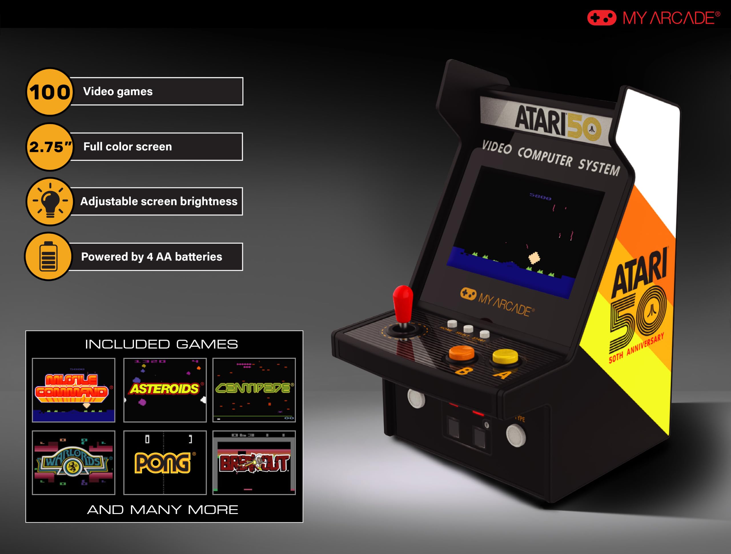 My Arcade DGUNL-7013 Atari Micro Player Pro Portable Retro Arcade 100 Games