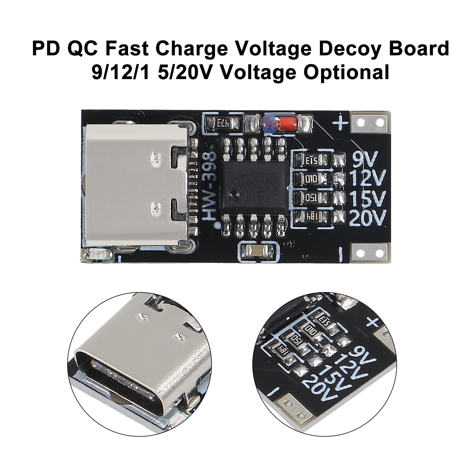 Module USB-C PD/QC Déclencheur De Charge - 2 Pièces, Réglable 5V-20V, 100W Max, Testeur De Chargeur
