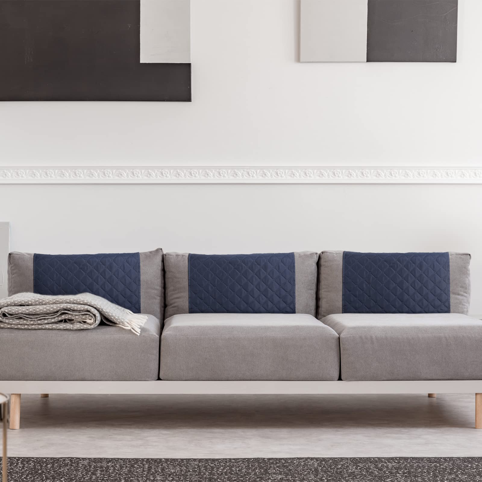 AmazeCov Antislip hoes voor hoofdsteunen, kunstleren hoofdsteunbescherming voor ligstoel, vinyl hoofdbescherming voor bank, theaterstoelhoes voor thuis en kantoor, 43,2 x 68,6 cm, zwart