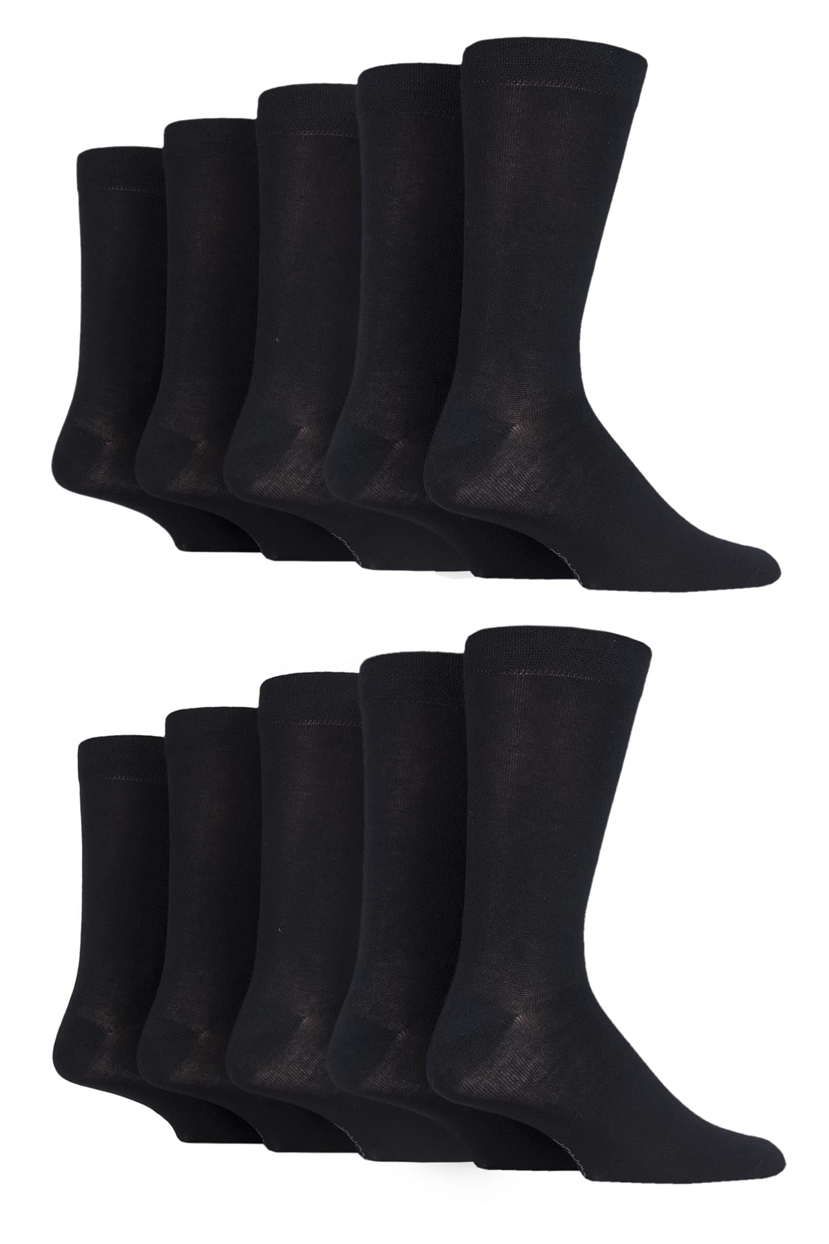 Sockshop Men's Black Plain Plain, Striped And Patterned Bamboo Socks Pack Of 10 7-11