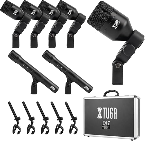 XTUGA DI7 7 PCS Kit de micrófono de batería dinámico inalámbrico de metal Kick Bass, TomSnare y platillos de uso para batería, vocal, otro disponible en Yaxa Costa Rica