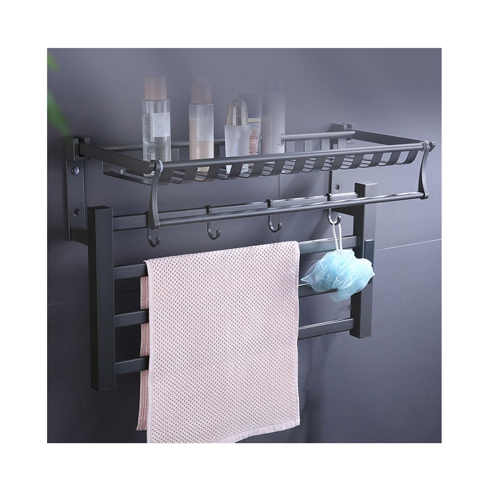 Sèche-serviettes économe en énergie électrique gris mural pour accessoires salle de bain