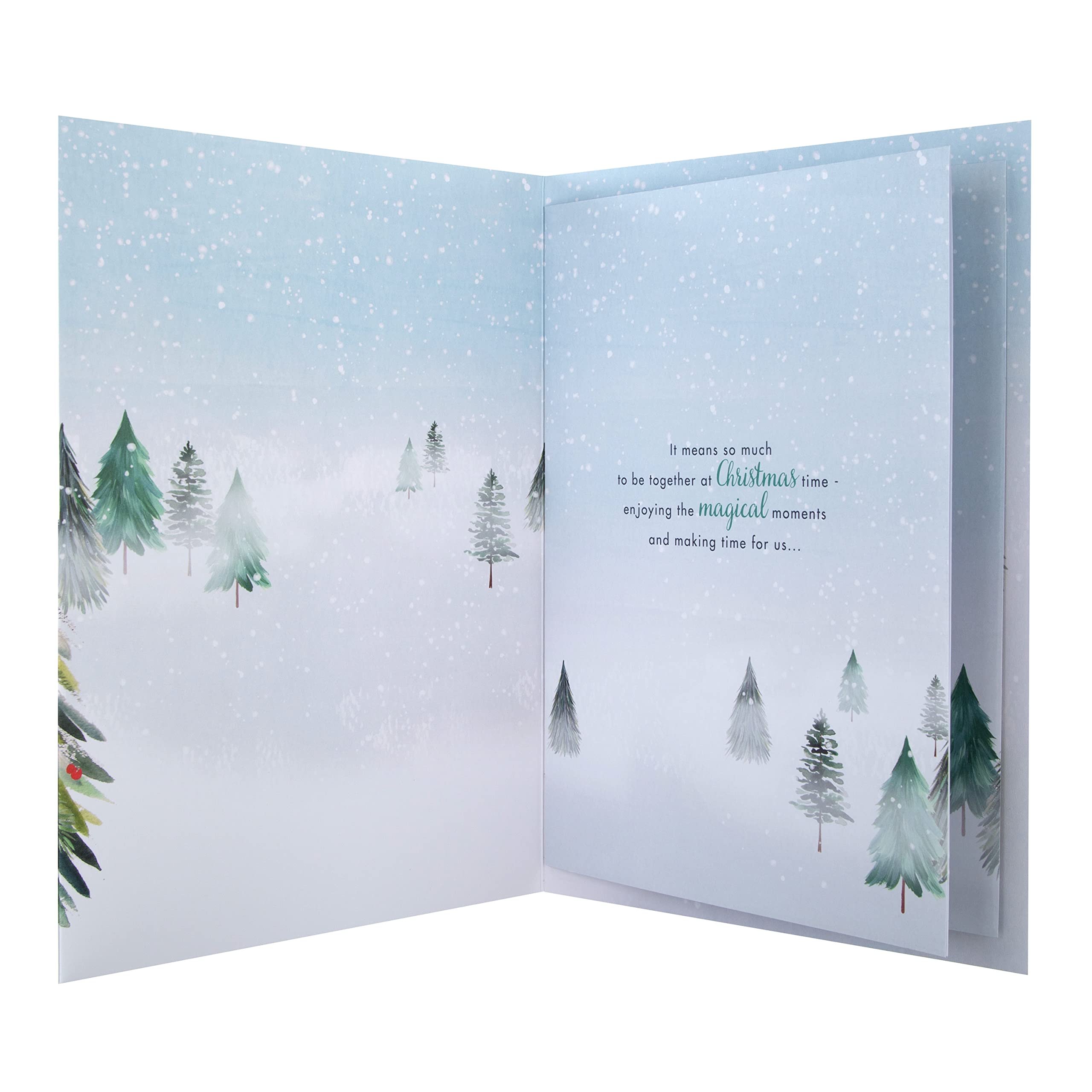 Hallmark Boxed Christmas Card for Fiancé - Classic Winter Scene with Tree Design, Boxed Winter Scene Card Fiance, 30.5 cm by 21.9 cm - Image 4