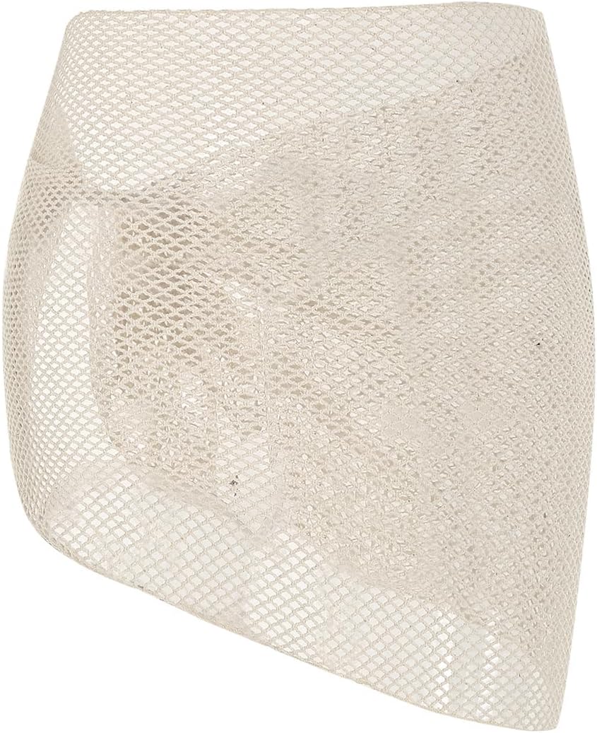 ZAFUL Sarong Coverups for Women Beach Vacation Fishnet See Thru Tie Side Bathing Suit Cover Up Mini Skirt - Image 3