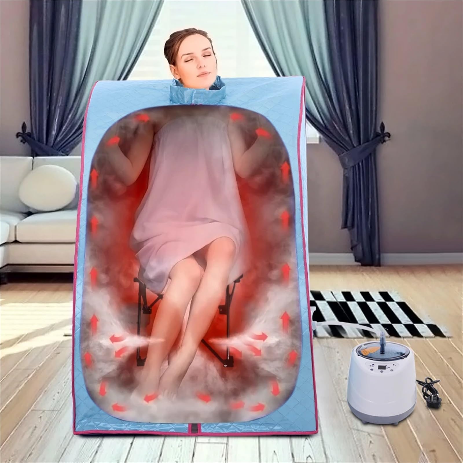 Sauna Portatil Kit de vapor for spa en casa(Blue)