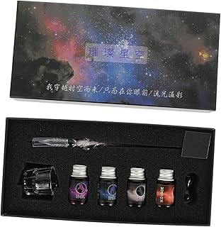 NOLITOY 1 Conjunto De Caneta De Vidro Caneta De Mergulho De Vidro Papelaria Kits De Caneta De Tinta De Vidro Caligrafia Caneta-Tinteiro De Vidro Kit De Caneta-Tinteiro De Tinta Kit