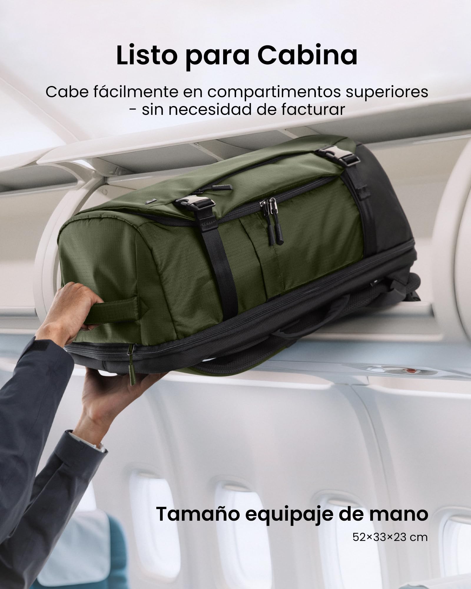 tomtoc Mochila de Viaje 40L, Mochila Viaje Cabina Avion TSA, Mochila Equipaje de Mano Impermeable, Business Travel Backpack Ligera para Portátil 17,3" Hombre Mujer, Grande Weekender Travel Backpack