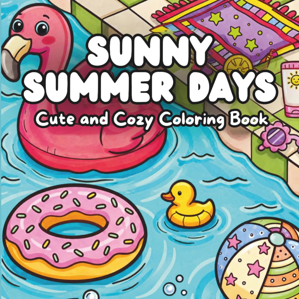 Sunny Summer Days: Cute & Cozy Summer Coloring Book for Adults and Kids with Cute Summer Scenes for Stress Relief and Relaxation