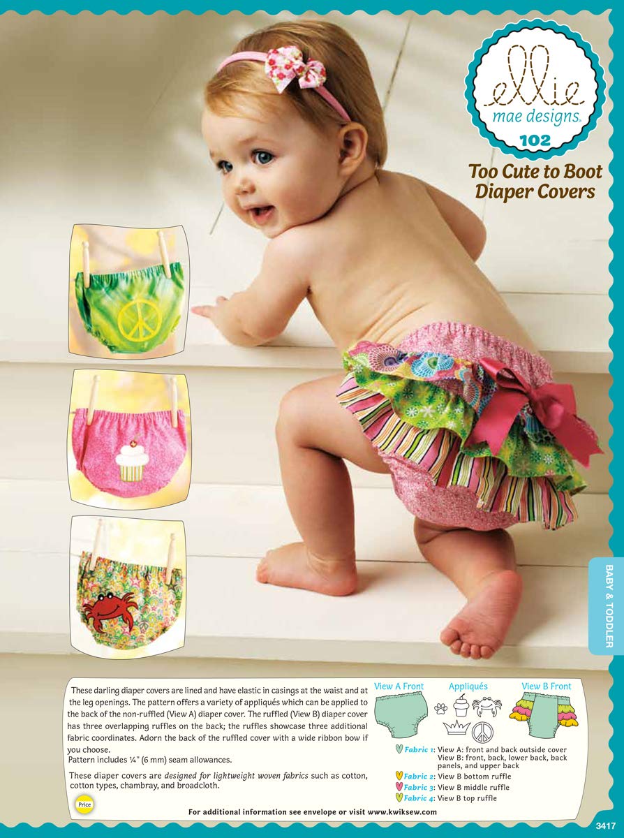 Kwik Sew K0102 Too Cute to Boot Diaper Covers Sewing Pattern, Size