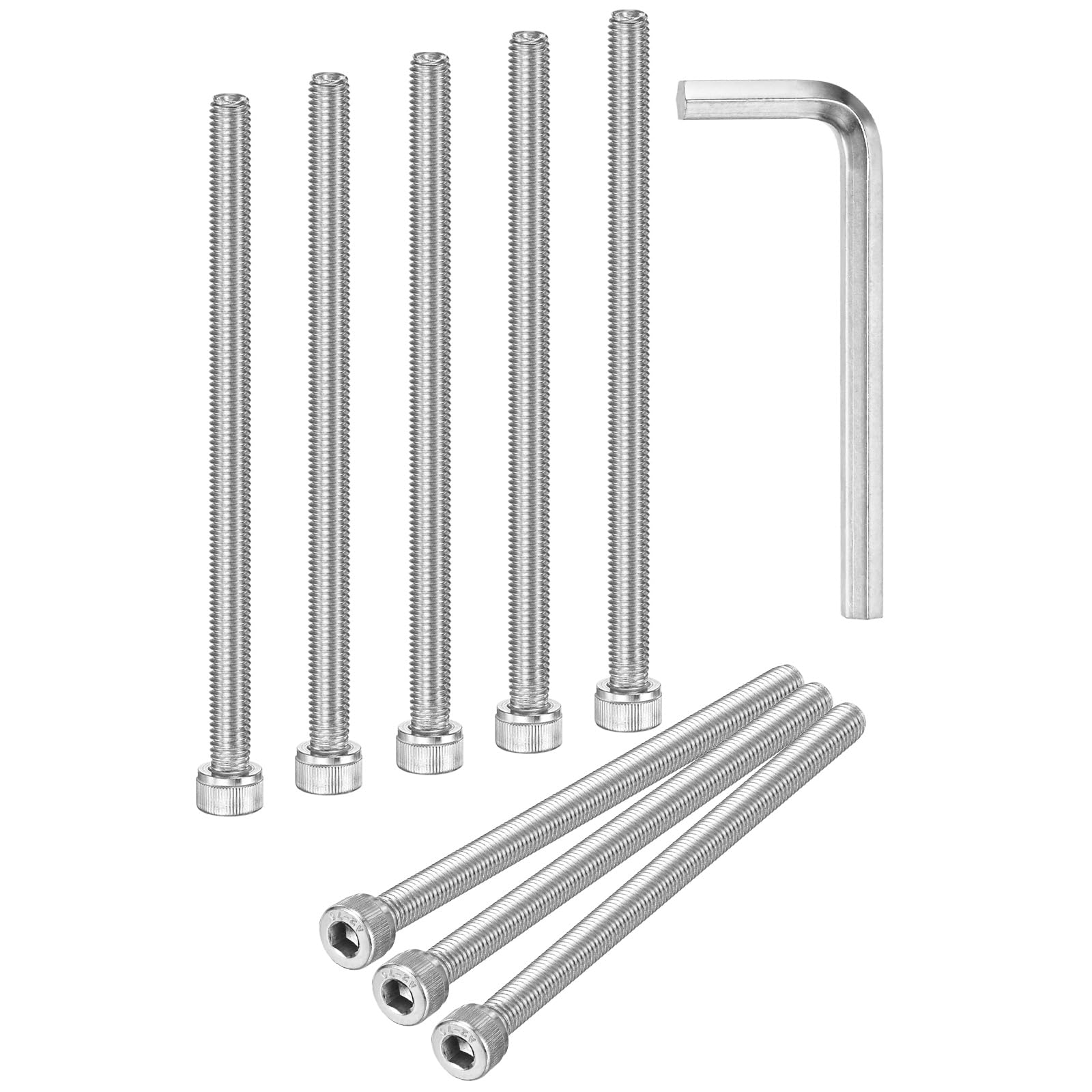 M METERXITY 10-Pack M8 x 130mm Socket Head Cap Screws, 304 Stainless Steel Hex Machine Bolts, Allen Socket Drive Screw with Hex Wrench for Repair/DIY, Fully Threaded Fasteners Kit [Silver] — image 1