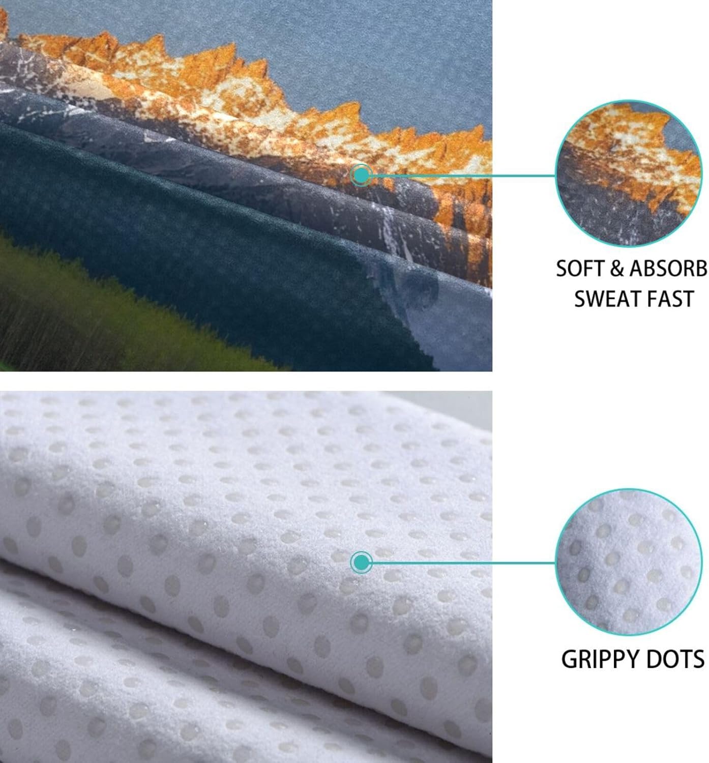 Yoga Mat Towel with Silicone Grip Dot Landscape Moutain River – 73"x27" Non-Slip Sweat Absorbent Microfiber Yoga Towel for Home Gym Studio
