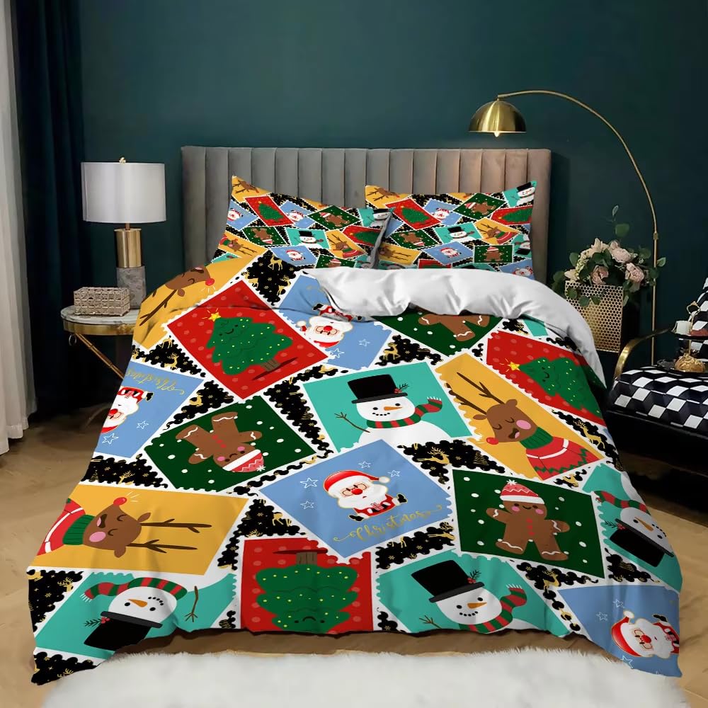 Parure de lit 240x220 Joyeux Noël avec housse de couette festive et taies d'oreiller pour enfants