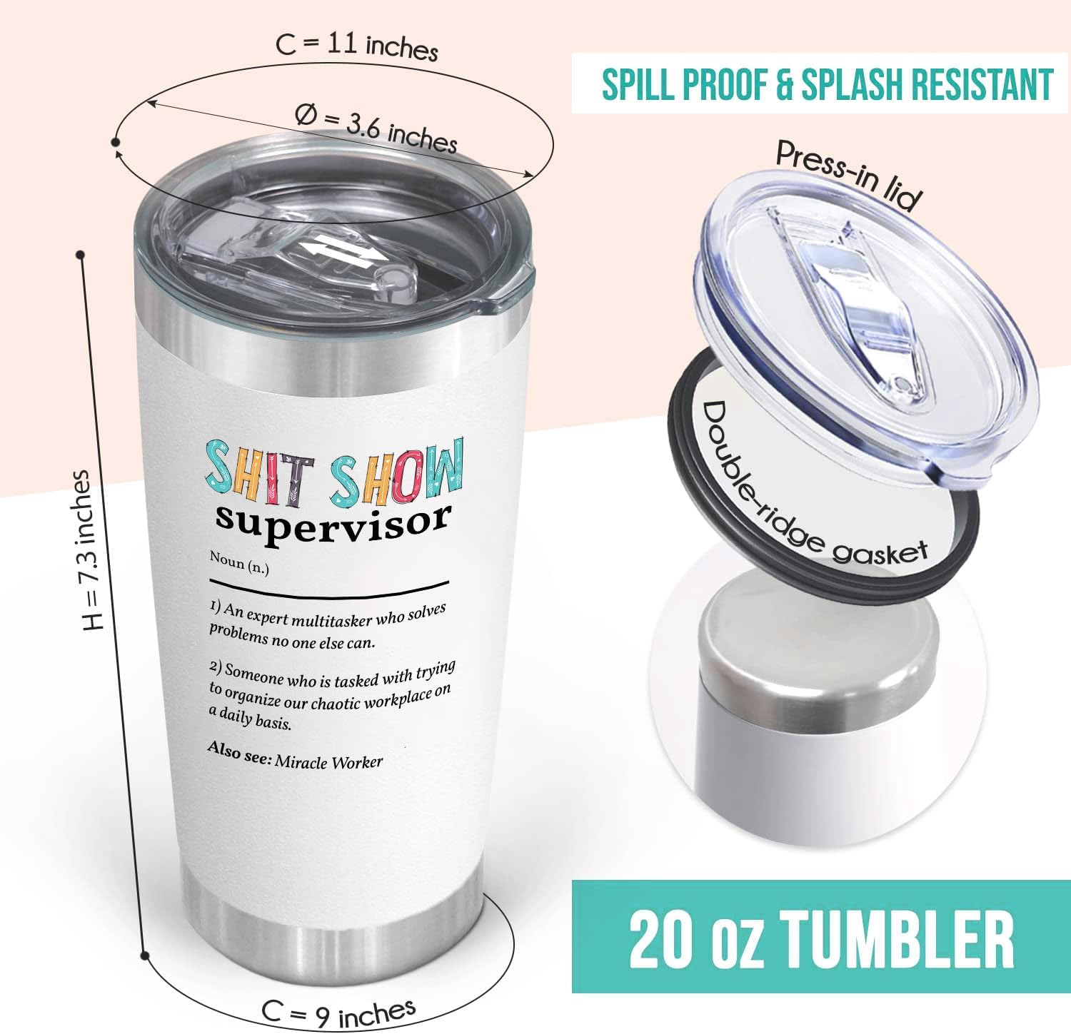 CHICKOR Shit Show Supervisor Mug 20 oz – Funny Travel Tumbler, Coffee Cup for Work, Boss, Office, Supervisor Gifts, Shitshow Coordinator, Sarcastic Mug for Coworkers, Boss Lady, Manager, Women, Nurse - Image 2