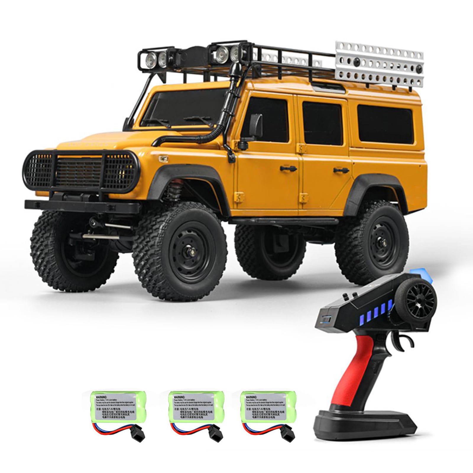 HUIOP zdalnie sterowana ciężarówka 1/18 zdalnie sterowany samochód terenowy 4WD 2,4 GHz pełny samochód wspinaczkowy z oświetleniem LED na wszystkie tereny 3 baterie