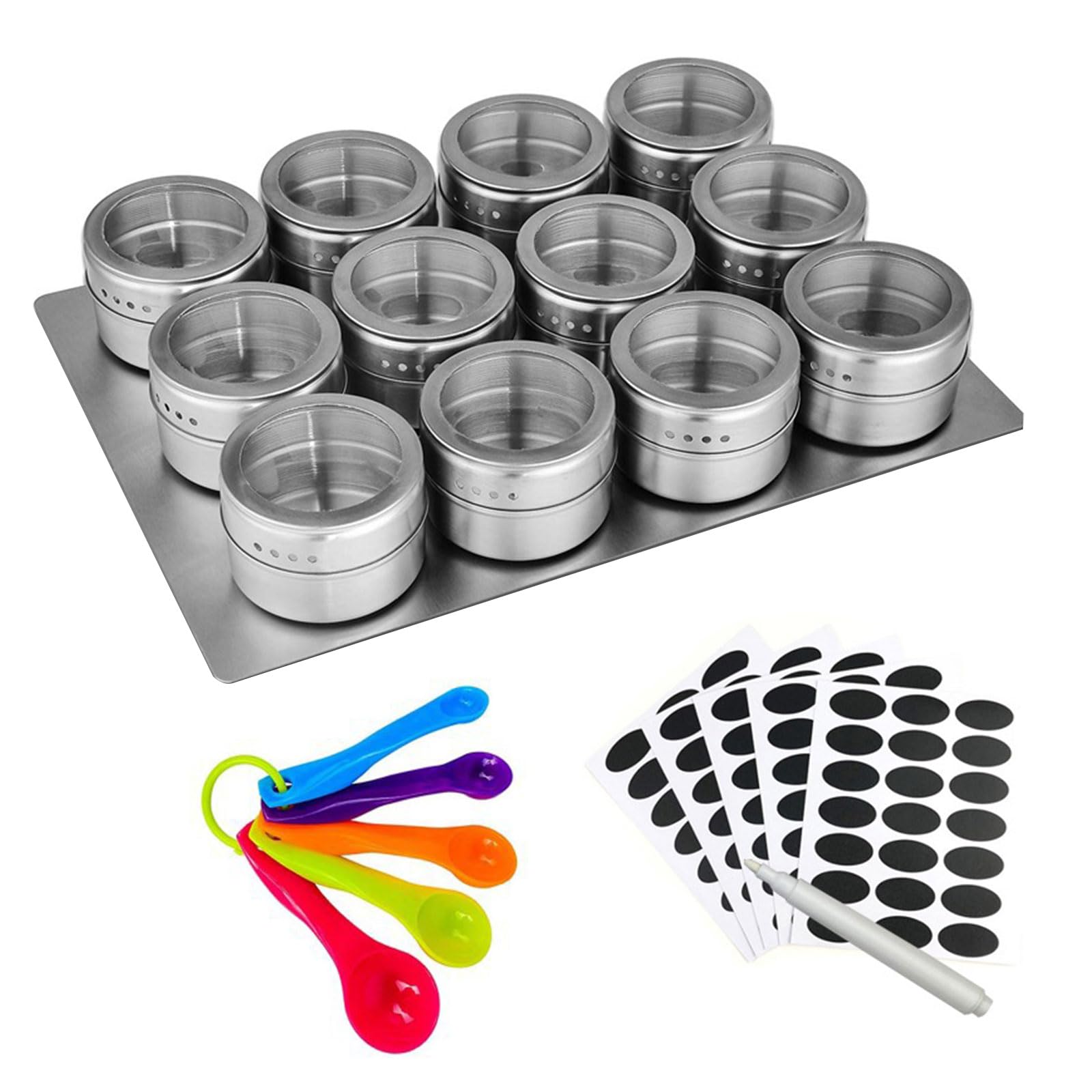Gewürz-Organizer, Küchen-Gewürzbox, Edelstahl, für Kochbegeisterte, Gewürzdosen-Set, 12 Stück