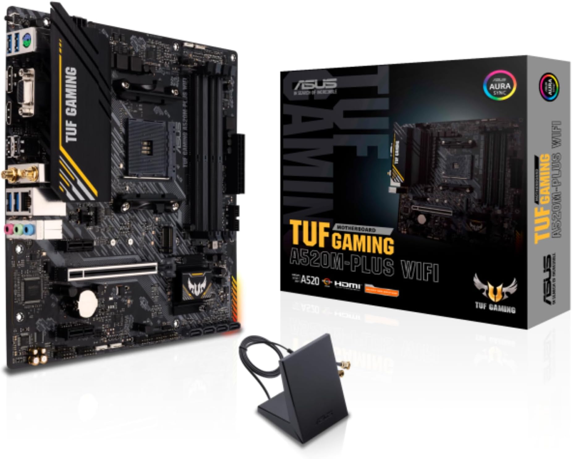 Asus TUF GAMING A520M-PLUS WIFI, AMD A520, AM4, Micro ATX, 4 DDR4, VGA, HDMI, DP, AC Wi-Fi, 1x M.2