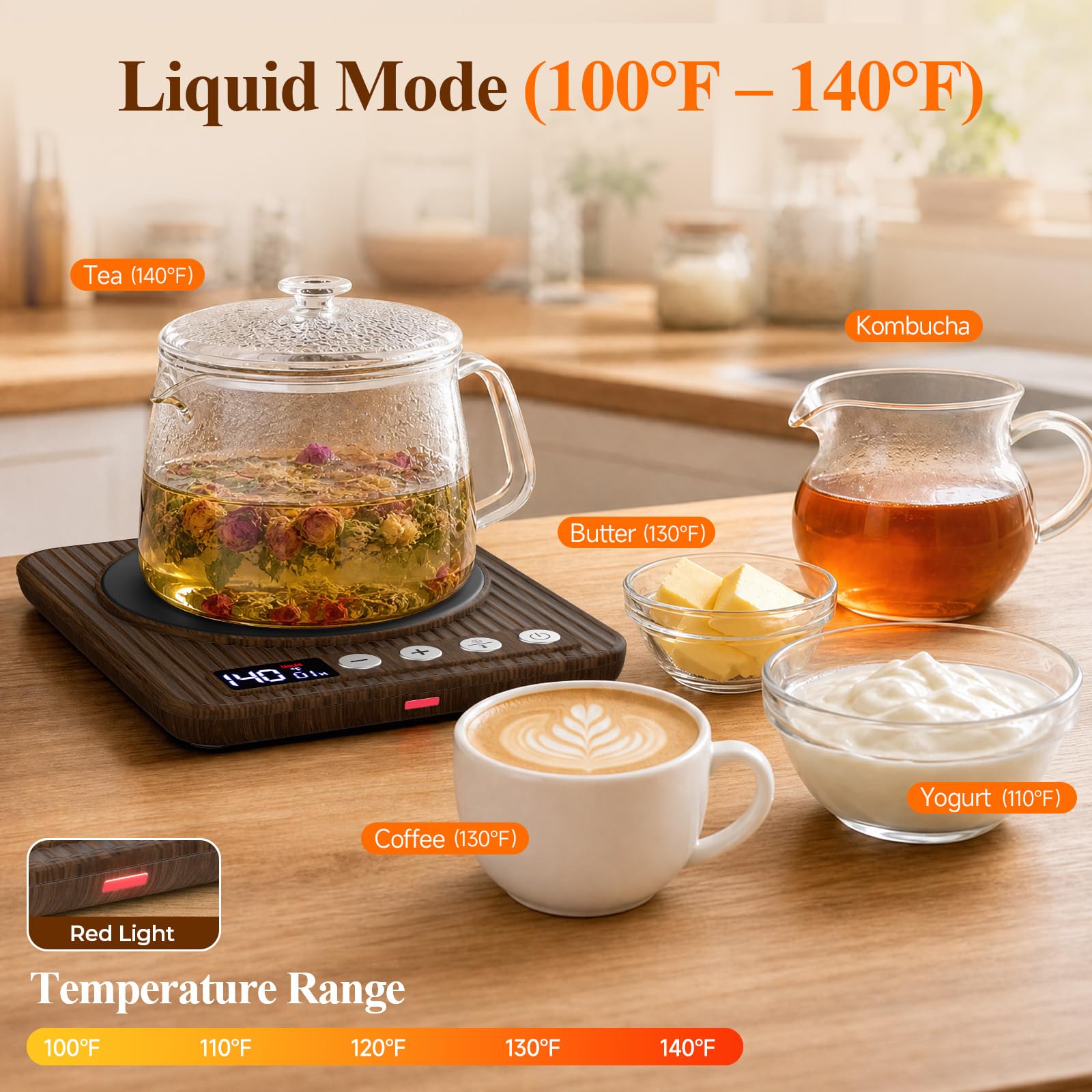 Sourdough Starter Warmer Mat, 65-140°F Precise Temp Control,24H Timer,Wood — Amazon image 6