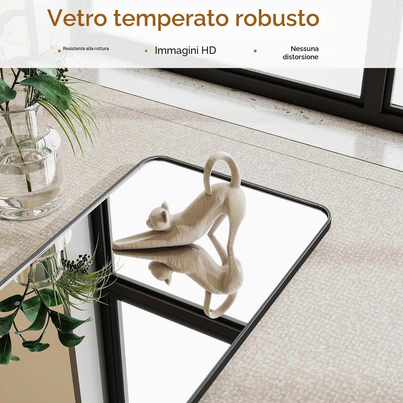 Koonmi Specchio a figura intera 40 x 150 cm - Semplice ed elegante specchio da terra a figura intera con cornice stretta, angoli arrotondati, vetro temperato antirottura per stare in piedi, appendere