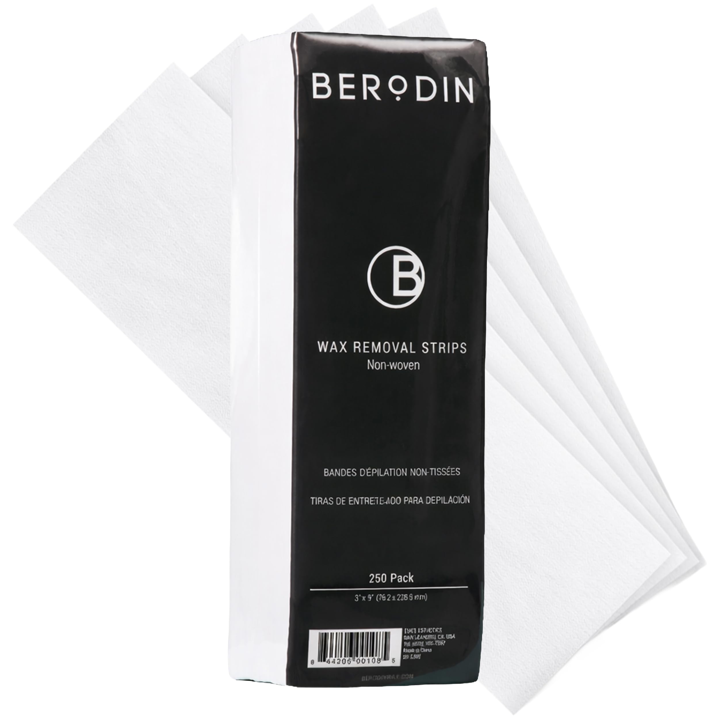 Berodin Non-Woven Wax Strips for Professional Hair Removal, 250 Count