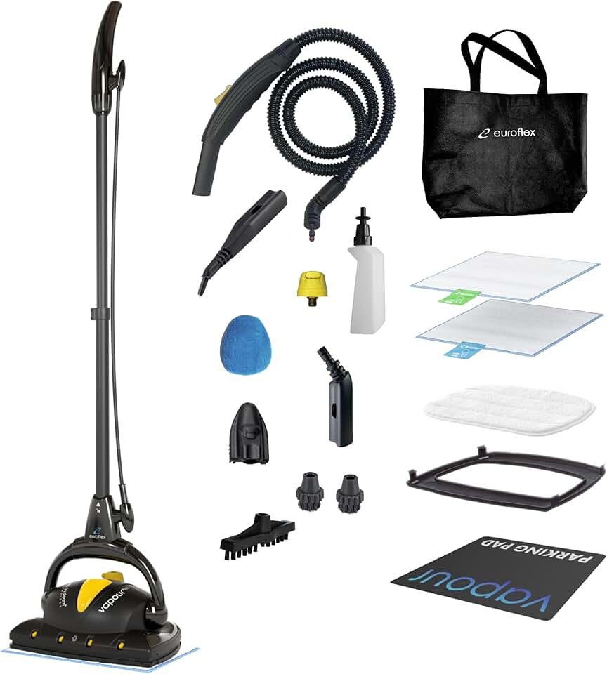 Euroflex Vapour Plus Steam Mop 18-Piece Set with Precision Floor Care Kit; Consumer Reports Recommended; 295°F & 50 PSI; Kills 99.