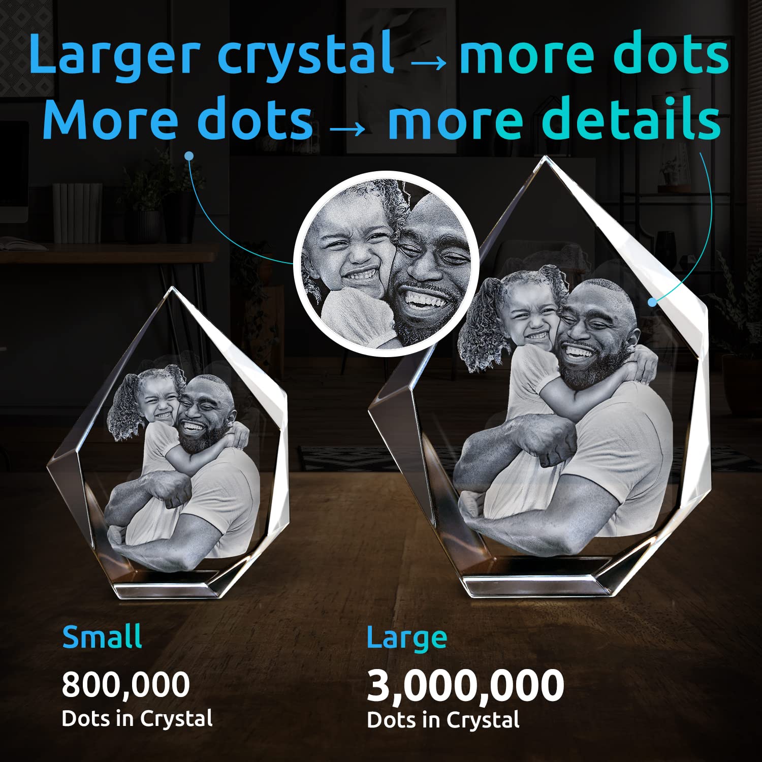 ArtPix 3D Crystal Photo, regalo personalizado con su propia foto, imagen grabada con láser 3D, cristal de corazón grabado, regalos de cumpleaños conmemorativos para mamá, papá, hombres, mujeres