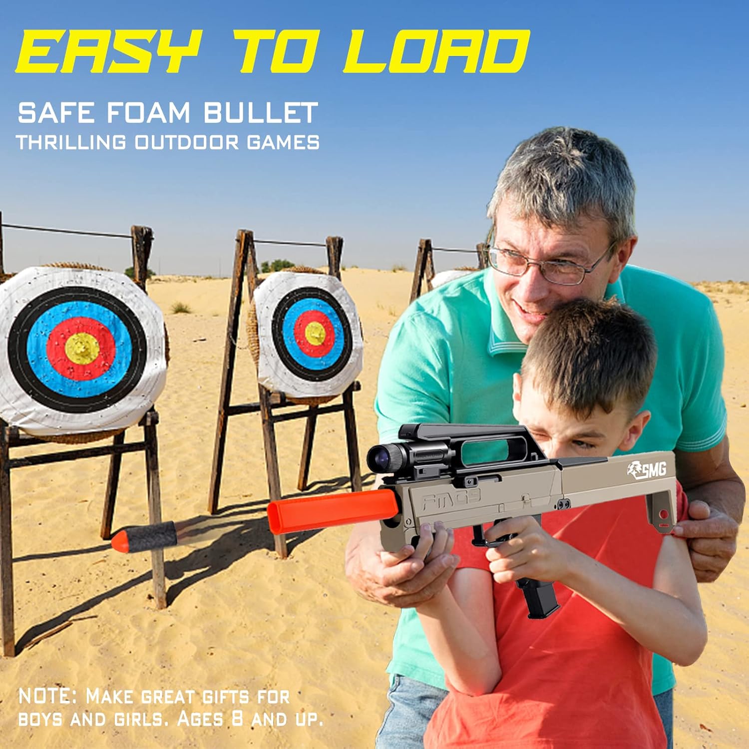 Soft Foam Darts Blaster Toy, Manual Toy Foam Blasters with 30 Soft Darts, Outdoor Games for Teens Youth Birthday Christmas Adults,8+ (Sand Color) : Toys & Games