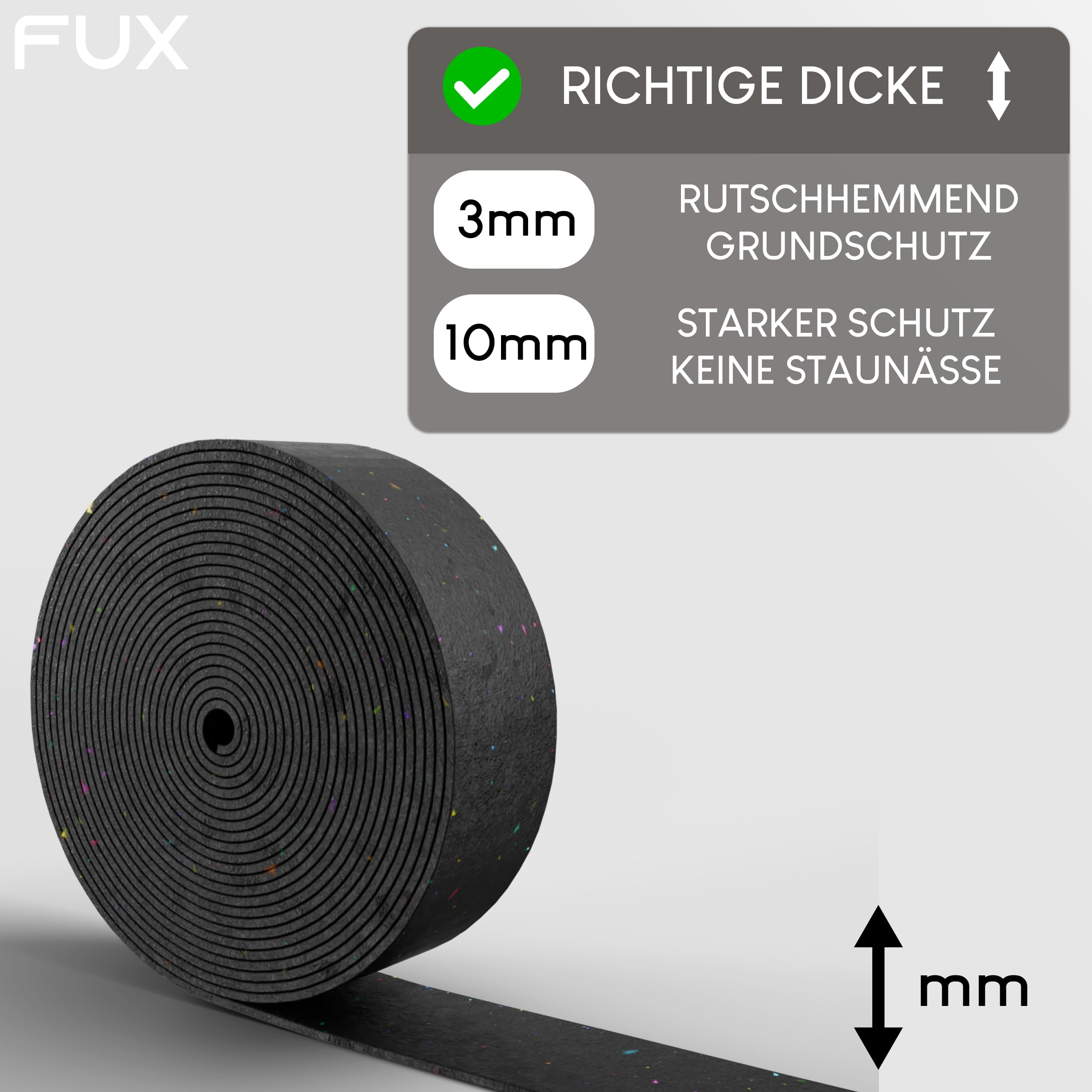 FUX Terrassenpads Rolle 40m x 50mm x 3mm - Bautenschutzmatte
