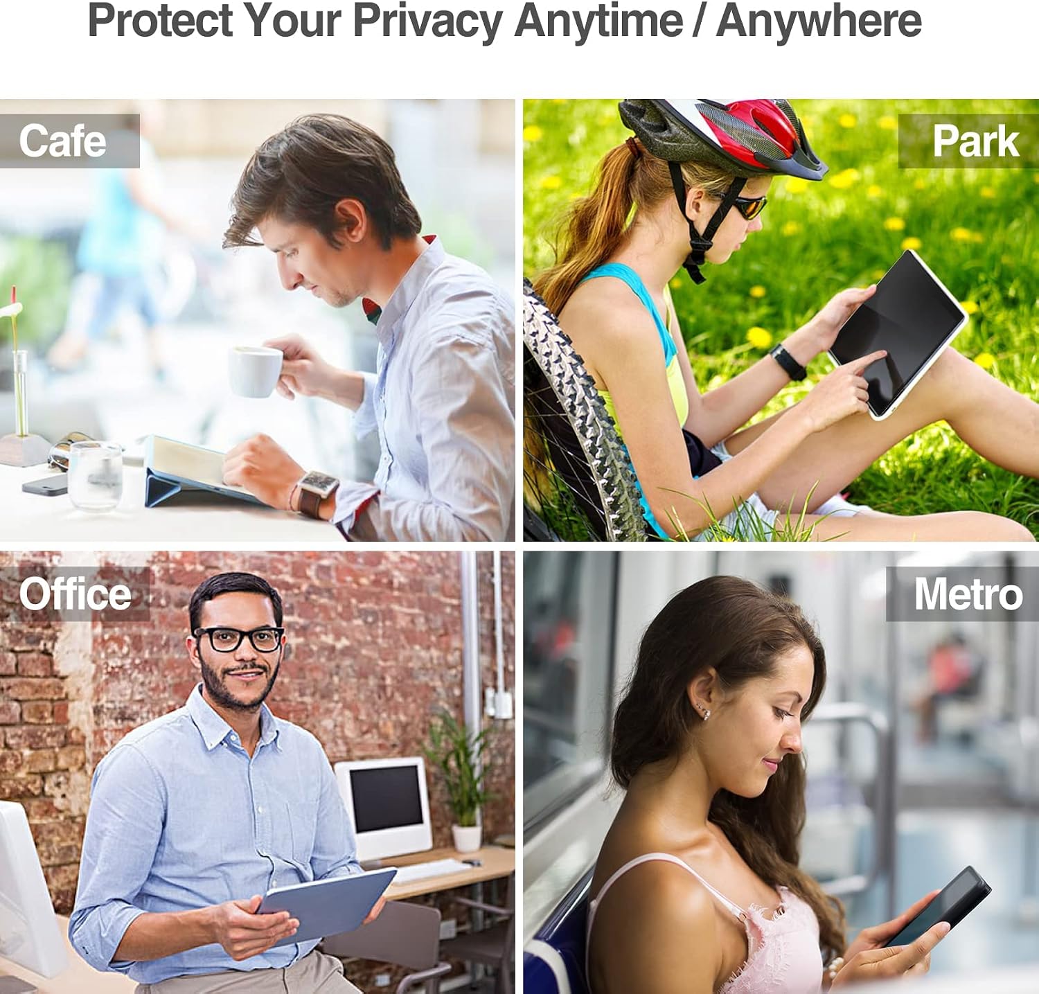 ProCase Privacy Screen Protector for Galaxy Tab S10 Plus/S9 FE Plus/ S9 Plus/ S8 Plus/ S7 FE/ S7 Plus 12.4 Inch, Anti-Spy Tempered Glass Film Guard for Samsung Tablet SM-X820/X610/X810/X800/T730/T970