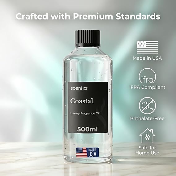 Coastal Cabana HVAC Diffuser Oil Refill, Jasmine Bergamot, 500 mL, USA Made