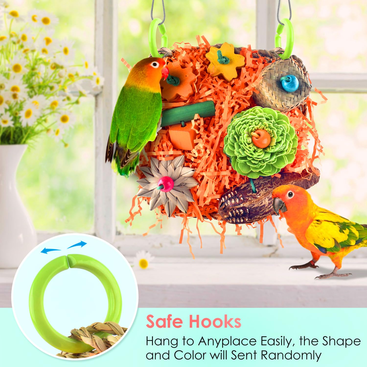 KATUMO Bird Toys, Conure Grass Mat Shredder Toys Parakeet Toys Parrot Foraging Toys for Cockatiel Conure Lovebird Parakeet Small to Medium Birds - image 5