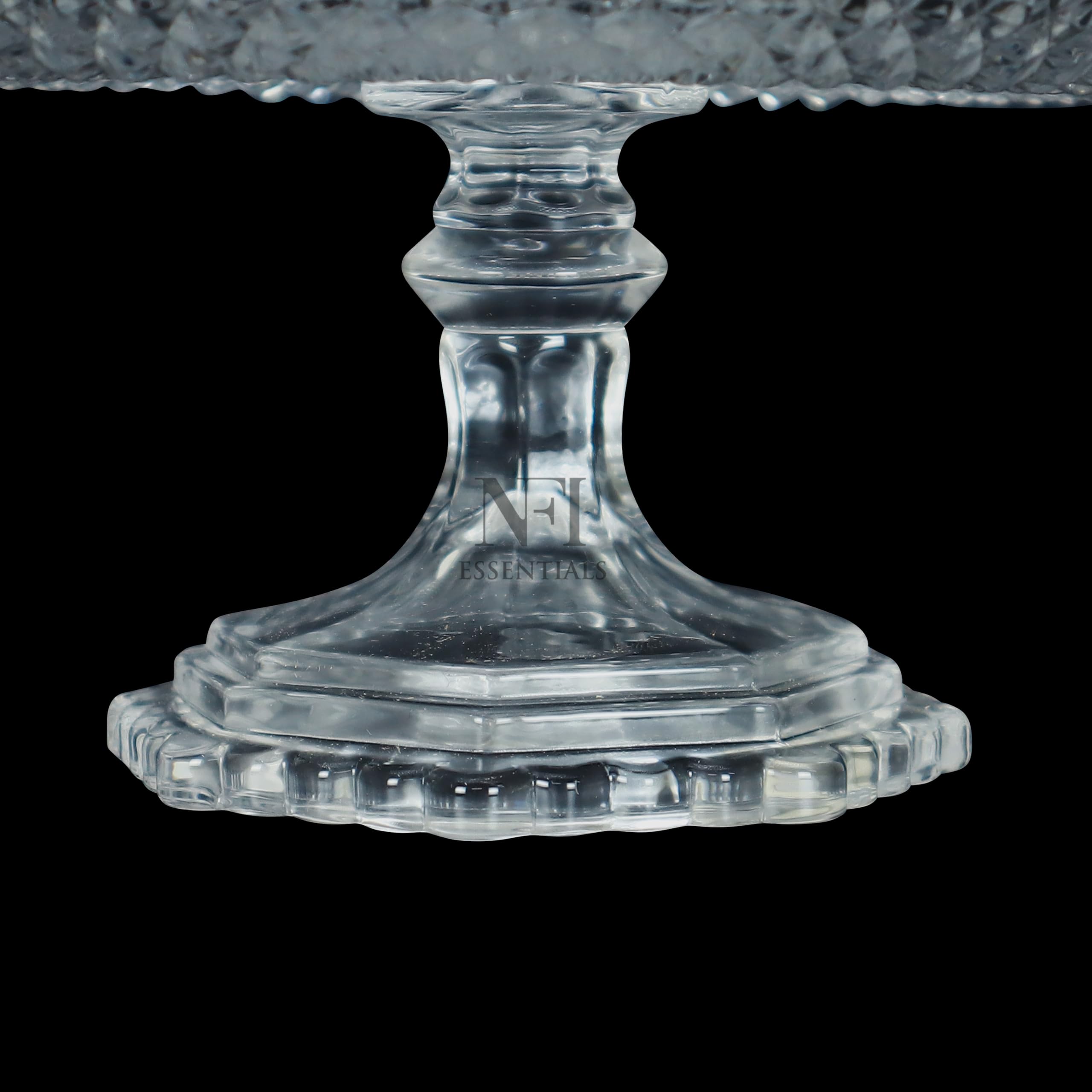 NFI essentials Crystal Clear Dessert Pedestal Stand Vintage Style Cake Plate Diamond Pattern Serving Platter Cakes, Pastries & Desserts Display for Parties, Weddings, and Gift — Amazon image 9