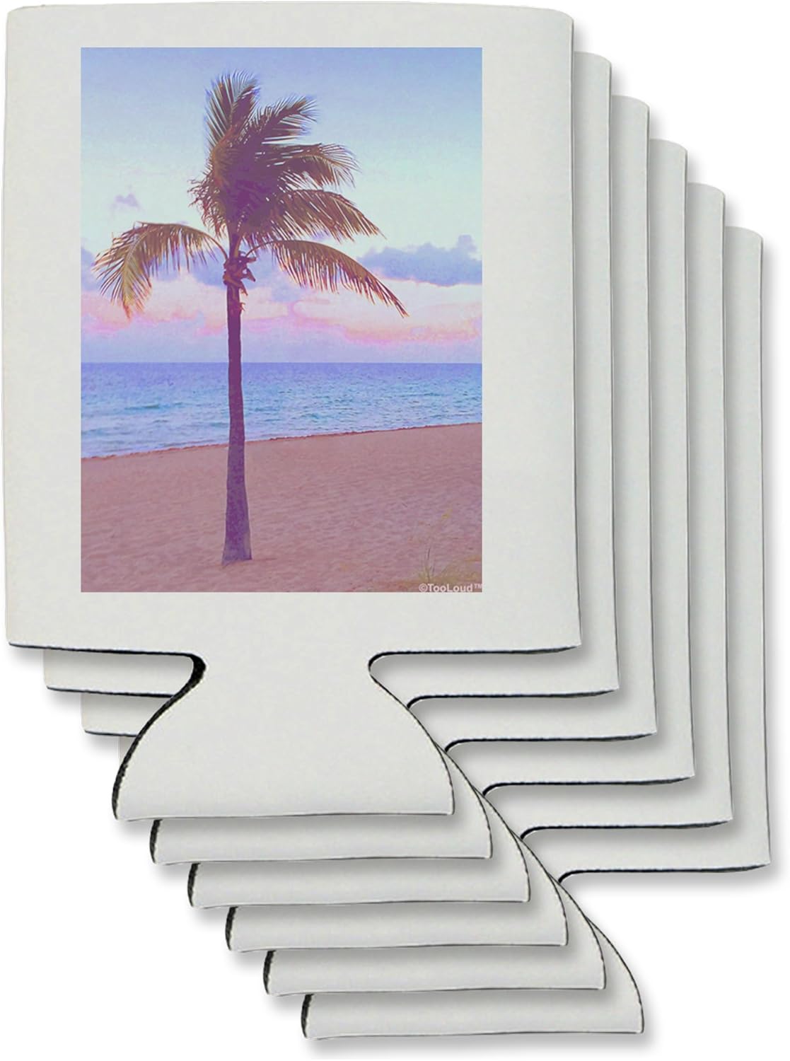 TooLoud Palm Tree Beach Filter Can/Bottle Insulator Coolers - 6 Pieces