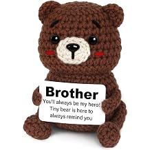Brother Gifts from Sister Brother, Handmade Positive Crochet Bear Decor, Christmas Birthday Gifts for Brothers Friend, Valentines Graduation Present for Brothers