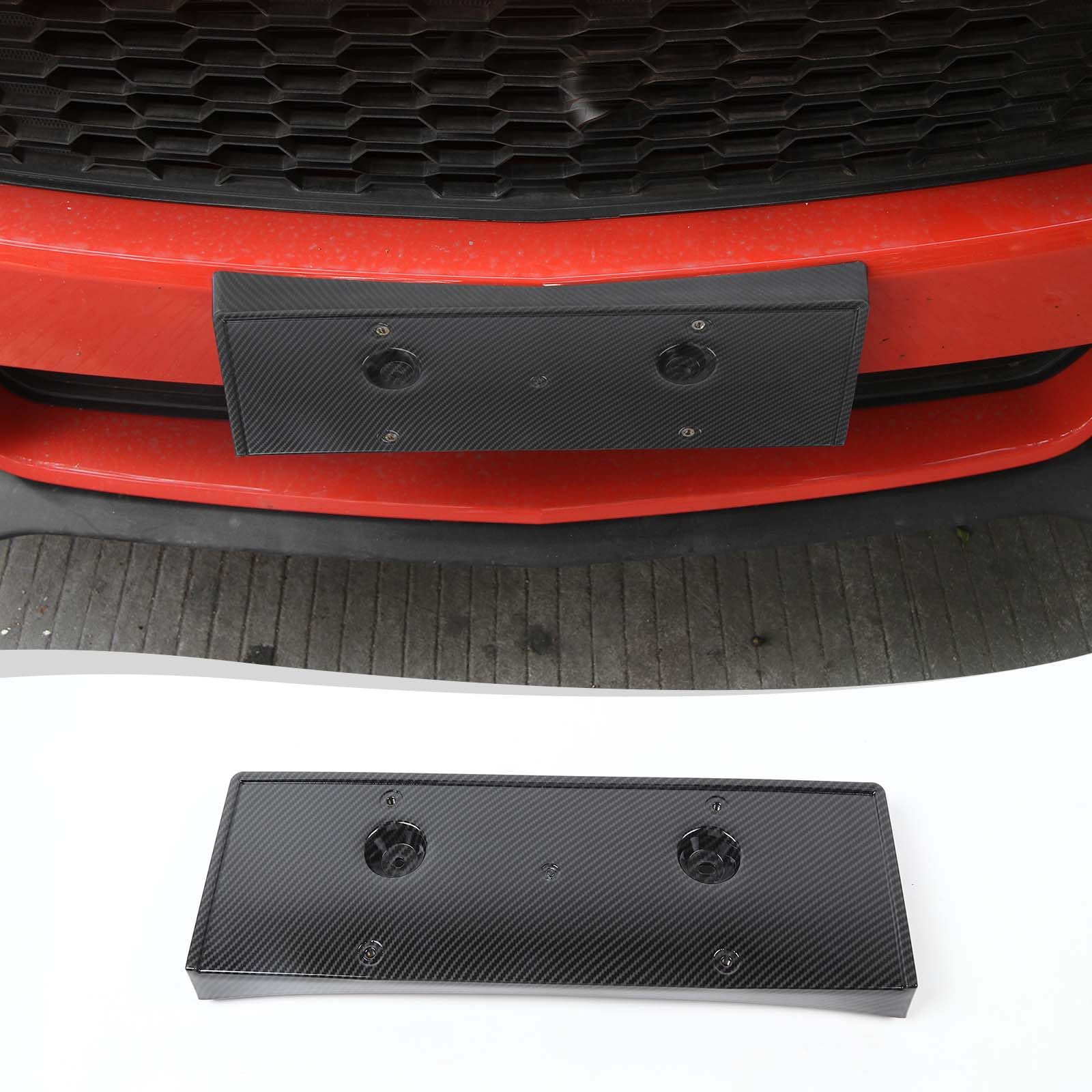 Voodonala for Ford Mustang 2015-2023 Front Plate License Bracket Front License Hanging Kits Compatible with Ford Mustang 2015-2023(Carbon Fiber Black,ABS,1PC)