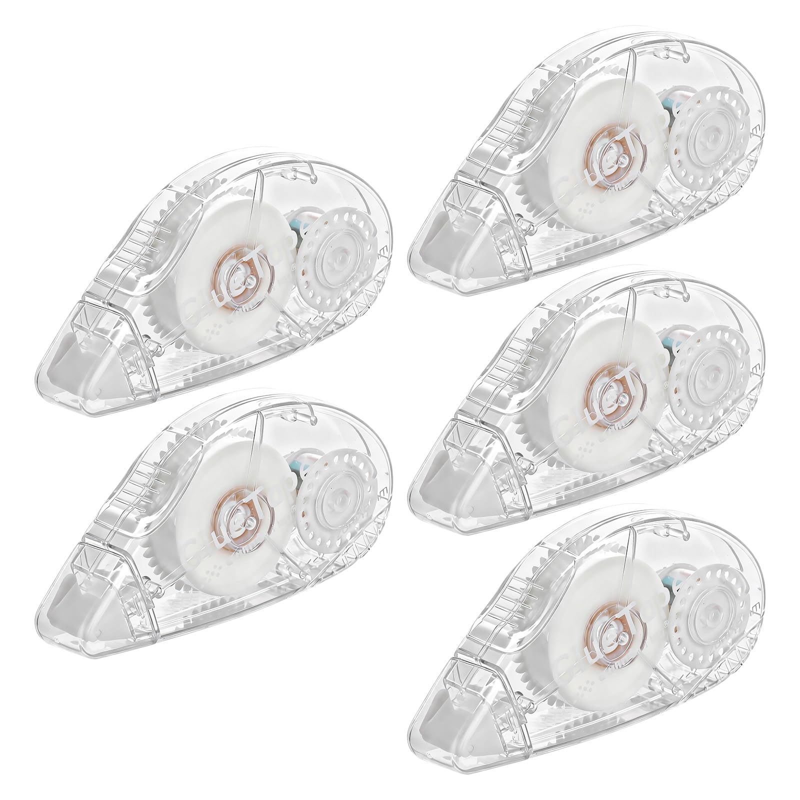 WeeGoo 5 PCS Double Sided Tape Dispenser, 8mm × 20m Clear Glue Roller Tape, Total 100m Glue Tapes Rollers for Notepad Crafts Diaries Paper-Cutting Making Cards