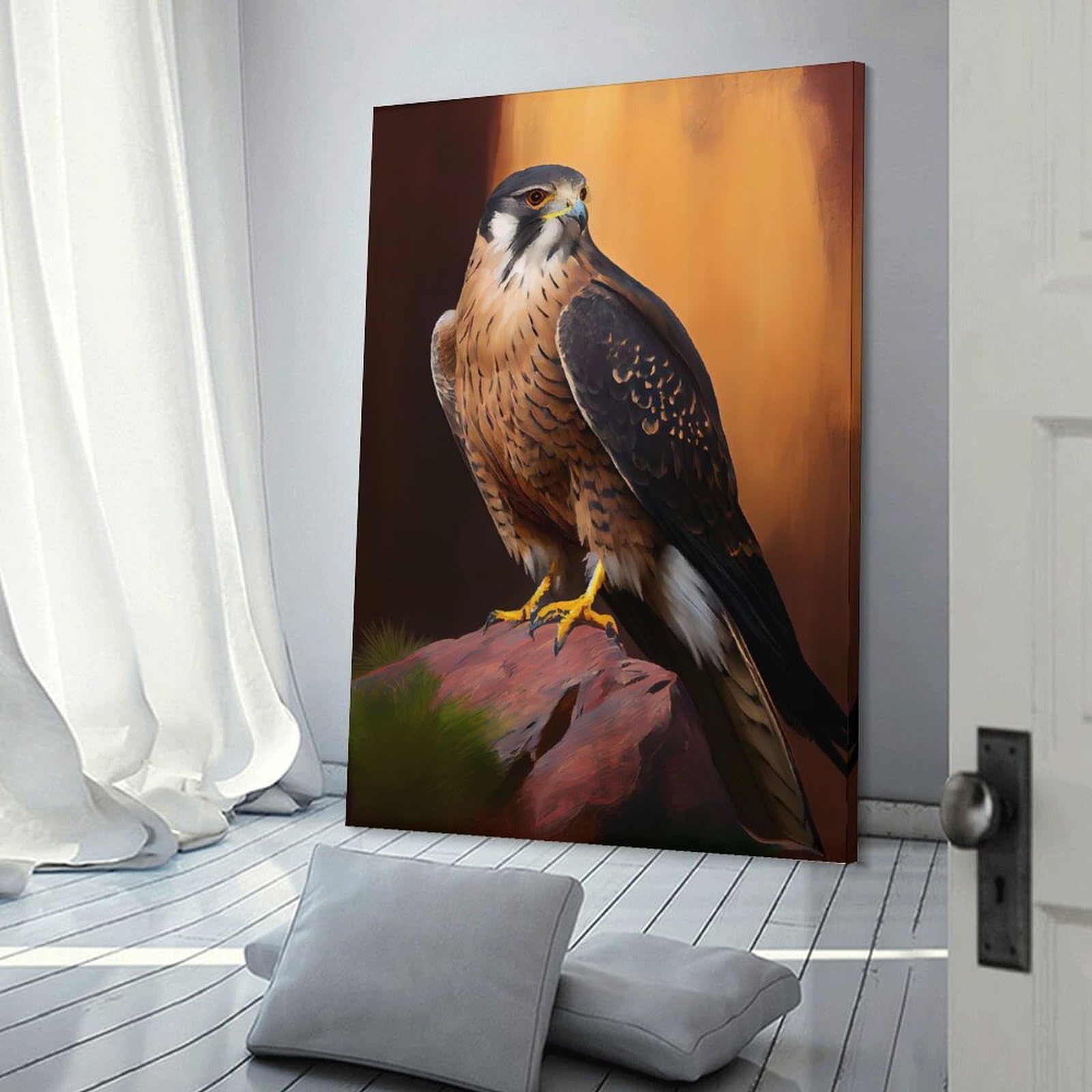 Junmoney Amazonian Falcon Art Print Canvas Wall Decor, 20x30inch(50x75cm), for Gallery Wall Decor And Room Displays, Wall Decor Suited to Curated Displays